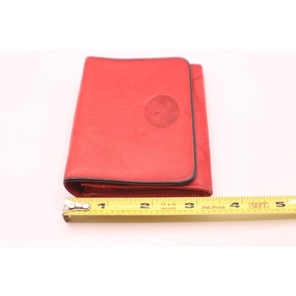 Buxton Red Leather Top Grain Cowhide Folding Wallet Coin Purse w/Keychain Vtg - Picture 11 of 12